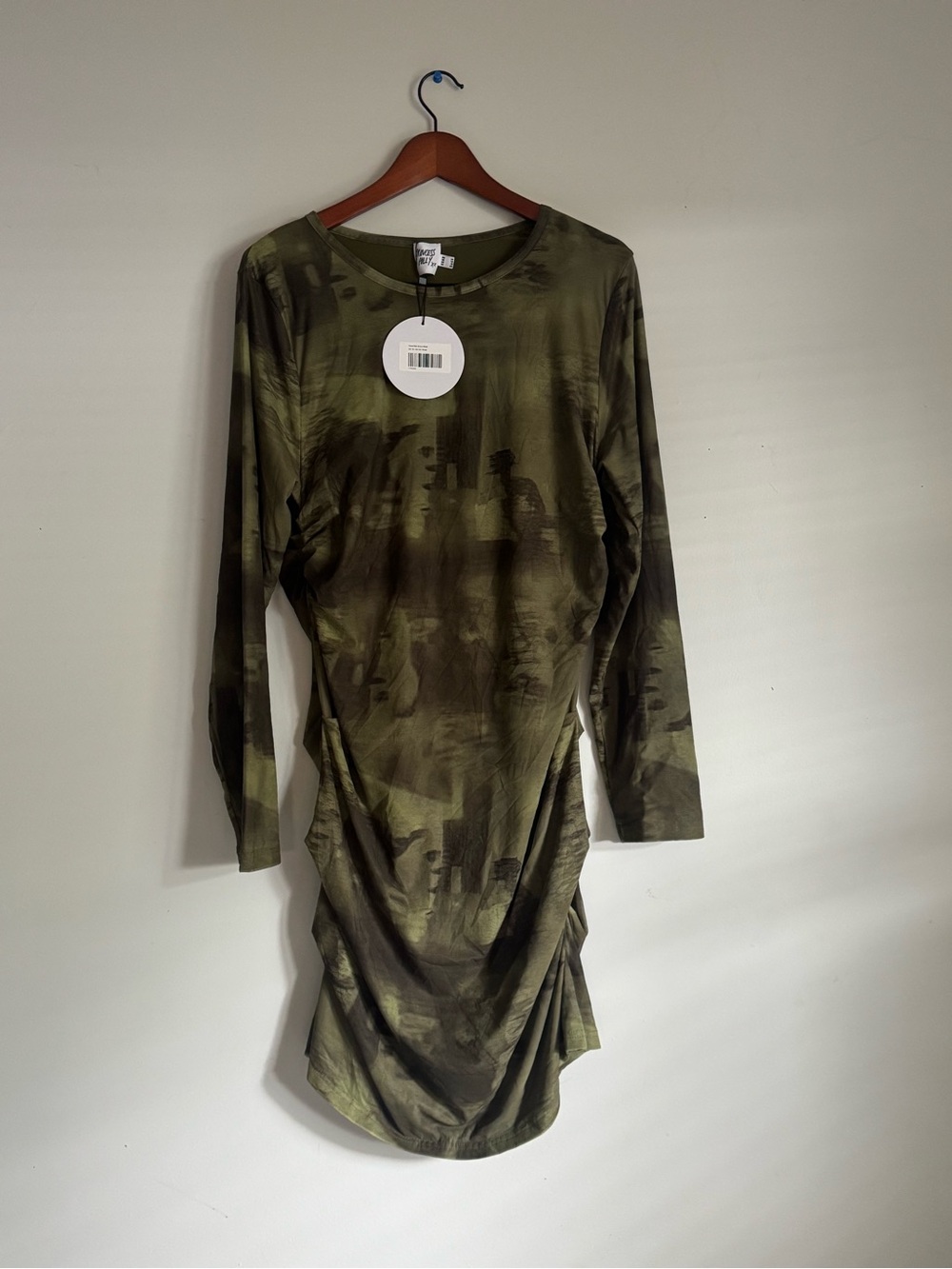 Princess Polly Olive Green Long-Sleeve Ruched Dress